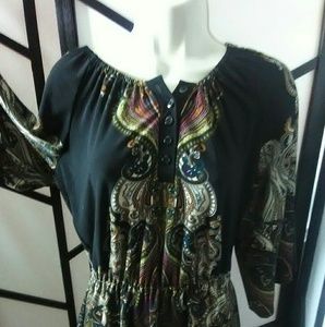 CSC Studio Black Multicolored Paisley Blouse
